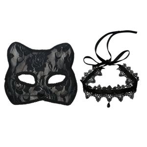 TEMU 섹시한 레이스 트림이 있는 가슴뼈 체인 장식의 2부 카트 마스크. 블랙 마스크레이드 발 또는 드레스 파티에 완벽합니다. 고딕 다크 코스프레 소품, 할로윈 또는 부활절 선물로 이상적입니다.