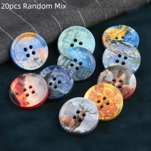 TEMU 20개 예술적 유화 버튼 - 반 고흐 별이 빛나는 밤, 모네 수련꽃, 사슴 숲 등 - 내구성 있는 레진 원형 장식 버튼 (수작업 느낌) - 재봉틀, 공예, 자켓, 가방, 모자용 - 생생한 색상, 독특한 패턴, 핸드메이드 빈티지 감성 - DIY 애호가 및 패션 디자이너를 위한 완벽한 선물