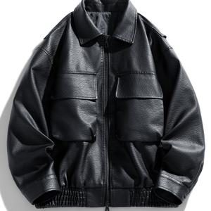 TEMU 남성용 슈퍼 루즈핏 재킷 - 캐주얼 드롭 숄더 디자인 지퍼 클로저, 가슴 포켓 및 폴리에스터 안감, 솔리드 블랙, 소프트쉘 스타일 캐주얼 의상용, 편안한 핏 재킷 | 드롭 숄더 디자인 | 매끄러운 질감 재킷