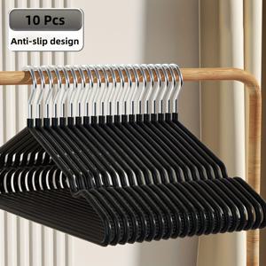 TEMU 헤비듀티 미끄럼방지 옷걸이와 헤비듀티 의류봉 - 옷장, 세탁실 및 소매점 호환 - 공간절약형 습식/건식 사용 - 내구성 강한 블랙 메탈 옷걸이 (15.75”x7.87”)