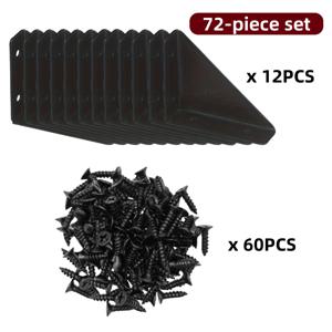 TEMU 72개 헤비듀티 L형 철제 코너 브래킷 (나사 포함) - 90도 각도 지지대, 블랙 메탈 받침대 사전드릴링 & 둥근모서리로 가구, 선반, 캐비닛, 책상용 - 튼튼한 홈&오피스 수리, 쉬운 설치(용접 불필요), 캐비닛 보강, 데스크 브라켓, 산업디자인, 내구성 있는 구조, 수납 브래킷, DIY 애호가 및 작업실 공급품