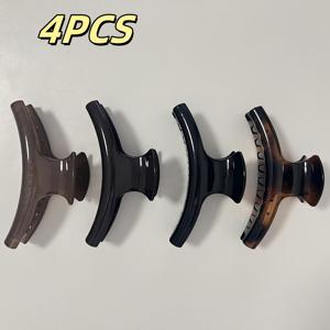 TEMU 오버사이즈 다크 곡선 헤어 클립 4개 세트. 캐주얼 스타일을 위한 디자인으로, 여행, 데일리 출퇴근, 생일 파티에 완벽합니다.