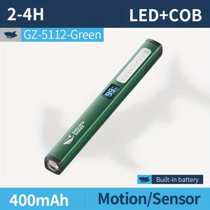 TEMU 1개 SMILING SHARK GZ5112 충전식 LED 손전등, 6가지 모드 COB 플러드라이트, 베이스 & 펜 클립, Type-C 휴대용 포켓 라이트, 캠핑, 비상용, 야간 모험용, 내구성 강한 아웃도어 토치 라이트