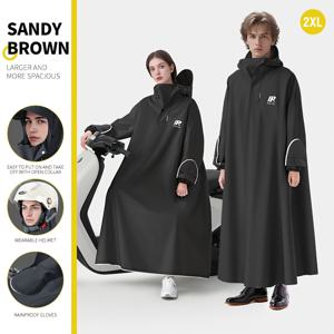 TEMU 남녀공용 방수 - 성인용 롱 스타일, 방수, 방풍, 블랙, 풀 커버리지, 후드 디자인, 모터사이클, 야외 활동 및 일상 사용에 적합, 방수 레인 포ンチョ.