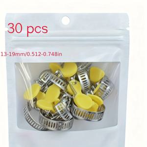 TEMU 30개 세트 고강도 스테인리스 스틸 호스 클램프 - 자동 조임 터보 기어 & 조절 가능한 엄지 나사/키 - 플라스틱 핸들 클램프, 자동차 워터 건, 연료 호스, 파이프용 - 내식성, 다양한 사이즈|물총