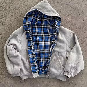 TEMU Y2K 빈티지 체크 후드티 - 럭키 초이스