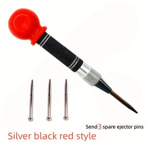 TEMU 업그레이드된 레드 대형 그립 스프링 구동 펀치 ( 팁 3개 포함) + 미끄럼 방지 그립, 자동차 및 정밀 드릴링용 자동 펀치, 금속/목재/플라스틱 재질 처리, 금속 재질, 목공 액세서리, 펀칭 구멍 도구, 펀칭, 목재 재질