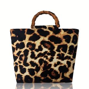 TEMU 빈티지 프린트 여성 토트백 | 고품질 인조 대나무 손잡이, 대용량, 휴대폰 포켓 포함, 패셔너블하고 다재다능함, 데일리 출퇴근 및 쇼핑에 적합, 완벽한 크리스마스 선물