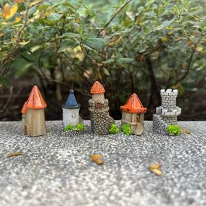 TEMU 미니어처 정원 장식 - 탑이 있는 마법의 성, 이끼 덮인 나무 & 꽃 장식 - 실내/실외 가정용 하우스 모델, 정원