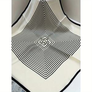 TEMU 2025년 신형, 100% 0.87인치 흑백 패턴 여성 스카프, 단면 프린트, 심플, 다용도, 패셔너블, 크리스마스, 할로윈, 발렌타인데이 선물, 할로윈 액세서리, 스타일리시 랩, 기하학적 패턴, 가벼운 원단