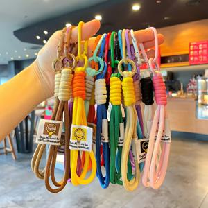 TEMU 15/5개 컬러 브레이디드 로프 | 도파민 컬러풀 로프 | 대조 컬러 랜야드 키체인 폰 케이스 휴대용 손목 스트랩, 남녀 공용 카라비너 커플 손목 스트랩 DIY 펜던트