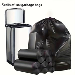 TEMU 100개입 (5롤) 내구성 강한 누수방지 쓰레기봉투 - 개별포장 플라스틱 쓰레기봉투, 욕실용, 다용도 폐기물 처리용
