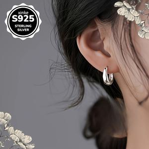 TEMU 우아한 빈티지 925 스테인리스 실버 원형 귀걸이 | 내구성, 다기능, 데일리 및 선물용으로 이상적, 여성용 시크하고 심플한 디자인