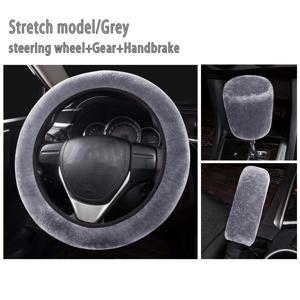 TEMU 겨울 따뜻한 플러시 자동차 핸들 커버 짧은 플러시 핸들 바 커버 핸드 브레이크 커버 기어 커버