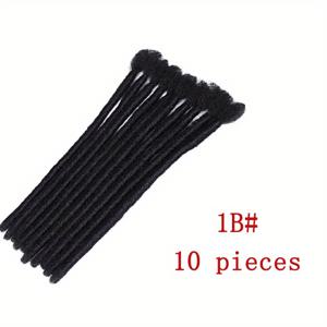 TEMU 10가닥 핸드메이드 드레드락 익스텐션 - 합성 블랙 아프로 컬리/킨키 크로셰 브레이즈 가발, 자연스러운 질감과 볼륨감의 레게 스타일 여성용 헤어피스, 페스티벌 및 캐주얼 룩에 어울리는 드레드락