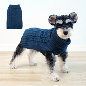 TEMU 1개 클래식 디자인 애완견 스웨터, 소형견 및 중형견용 부드럽고 편안한 니트 소재. 탄성과 따뜻함을 위한 두꺼운 니트 터틀넥 디자인, 슈나우저 및 비숑을 위한 완벽한 겨울 의류.