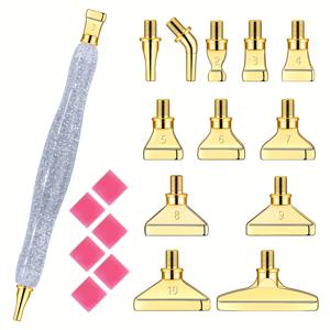 TEMU 반짝이는 골드 글리터 플라스틱 펜 + 실버//골드/컬러풀 메탈 드릴 비트 12개 + 빨간 접착제 + 플라스틱 보관함 - 나사식 페인팅 드릴 도구 세트