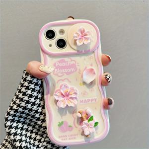 TEMU 휴대폰 케이스 - 아이폰 15, 14, 13, 12 Pro Max, 15 Plus, 11 호환, 사랑스러운 3D 플로럴 소프트 폰 케이스, 벼락 방지 디자인, 꽃잎형 카메라 렌즈 보호 기능 포함