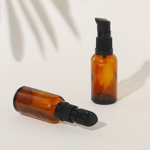 TEMU 30/50/100ml 용량의 암버색 유리 로션 펌프 병 2개 세트, 파운데이션 크림, 메이크업 리무버, 오일 샴푸 등을 담는 여행용 용기