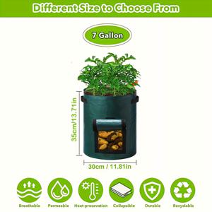 TEMU 손잡이와 액세스 플립 뚜껑이 있는 24개 감자 재배 가방 정원 야채 화분 3갤런(약 10L) 7갤런(약 25L) 10갤런(약 35.7L) 식물 재배 가방 감자 재배 컨테이너 감자 재배 버킷 토마토, 당근, 양파, 과일용
