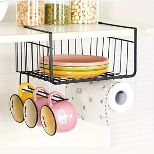 TEMU 공간 절약형 기숙사 정리대 - 걸이 바구니 & 종이 롤 홀더 포함, 견고한 침대 밑 수납 선반, 도구 없이 조립 가능, 대학 기숙사 및 홈 오피스용, 아파트용 - 책상 정리 및 침대 아래 보관 솔루션, 디자인, 쉬운 설치 랙, 컴팩트 디자인, 내구성 있는 구조, 소형 공간 생활|행거