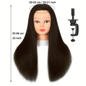 TEMU Opini 100% 진짜 머리카락 매니큐어 헤드, 스타일링, 브레이딩 및 이발 연습용 전문 미용 훈련 인형, 클램프 홀더 포함, 헤어 스타일리스트 용품