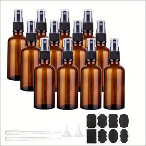 TEMU 청소용액 및 메이크업 샘플 여행 필수품을 위한 12/4개입 4온스/100ml 소형 유리 스프레이 병 빈 리필 가능 앰버 미스트 스프레이