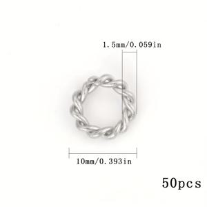 TEMU 50개 스테인레스 스틸 오픈 점프 링, 보석 제작용 나선형 금속 커넥터, DIY 팔찌 목걸이용 스페이서 비즈, 수제 구슬 장식용 공예 용품, 직경 8mm