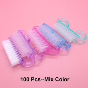 TEMU 100개입/박스 도매 네일 아트 브러시 아크릴 네일 먼지 청소용 플라스틱 매니큐어 클리너 브러쉬 작은 각도 글리터 뷰티 케어 청소 도구