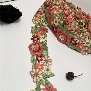 TEMU 1피스 2야드 민족 자수 레이스 트림 - 혼합 색상 장식용 재봉 원단 DIY 의류, 커튼 및 액세서리