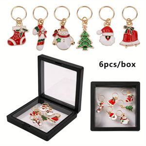 TEMU 6개입/박스 크리스마스 메탈 에나멜 스티치 마커 크리스마스 트리 벨 양말 눈사람 크로셰 스티치 마커 니팅 DIY 수제 크리스마스 선물, 니팅 초보자 열정가들을 위한 직조 소품, 퀼팅 참스 스티치 마커 주얼리 만들기