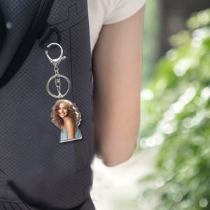 TEMU 1개 수제 맞춤형 사진 키체인 - 커플, 친구, 애완동물을 위한 양면 아크릴 개인화 선물, 내구성 있는 백팩 & 차 키체인, 기념품, 풍경 산 디자인, 메탈릭 링 부착