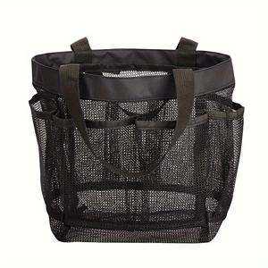 TEMU 1개 메시 샤워 볼 'S' 토트백 (8 포켓), 남녀공용 걸이형 휴대용 세면도구 가방, 대학생 기숙사 필수품, 속건성 샤워 정리함, 대학생 기숙사, 헬스장 및 캠핑에 적합 (블랙)|캐디백