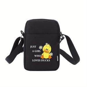 TEMU 오리 무늬 미니 지퍼 크로스바디 백, 휴대폰 가방, 새로운 나일론 숄더백, 아이디어 선물, 캐주얼 동전 지갑