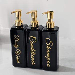 TEMU 3pcs 럭셔리 골든 엘리먼트 샴푸, 샤워젤, 컨디셔너 디스펜서 병 세트