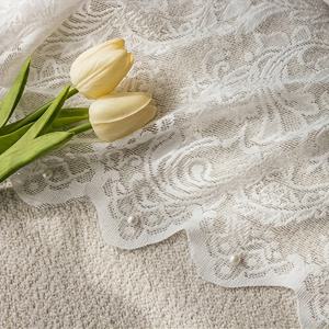 TEMU 거실 및 침실용 우아한 프렌치 컨트리 스타일 레이스 비즈 커튼 - 피닉스 테일 1개