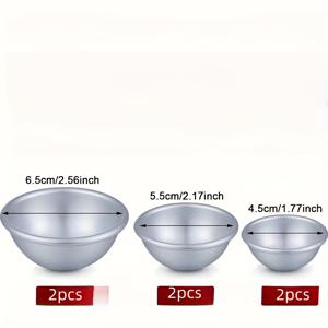 TEMU 6개 금속 폭발 목욕 소금 몰드 공예용 목욕 폭탄 수제 비누 캔들 수공예 재료 (1.77인치, 2.16인치, 2.56인치)