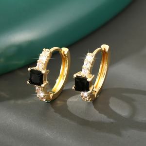 TEMU 여성을 위한 우아한 빈티지 기하학적 원형 귀걸이 한 쌍. 고급스러운 구리 상감 컬러풀 합성 지르코니아 스톤이 특징이며, 데이트 선물로 완벽합니다.