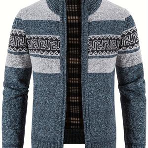 TEMU 남성 패션 신상 봄/가을 카디건 스웨터 지퍼형, 스탠드 칼라, 캐주얼 스타일, 컬러 블로킹 디자인, 편안하고 활용도 높은 트렌디 브랜드 아우터, 한국 스타일 니트 카디건, 봄 가을 남성 패션 신상 카디건