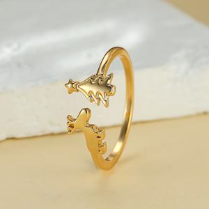 TEMU 우아한 조절 가능한 크리스마스 트리 & 순록 반지 - 시크한 골든톤 구리, 일상 착용이나 휴일 파티에 완벽함