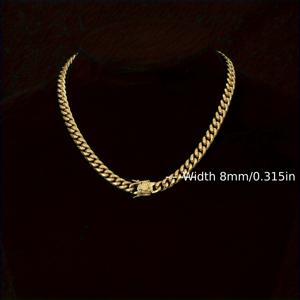 TEMU 304L 스테인리스 스틸 인조 라운드 광택 표면, 18K 금도금, 8mm 폭 골든 쿠바 팔찌 및 목걸이, 남성 및 여성 힙합 패션 주얼리용으로 적합.