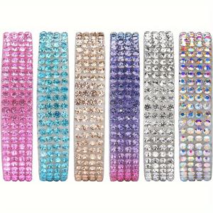 TEMU 6pcs 라인스톤 리본 롤, 자체 접착 유리 스퀘인 스티커 스트립, 혼합 색상, 각 6 야드, DIY 공예, 신발, 의류 장식용