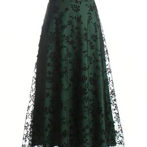 TEMU 여성용 올리브 그린 A라인 맥시 드레스 숏 (풀 길이) - 허리 벨트 없음, 와이드 벨 헴, 루즈핏 숏 스커트, 주름 방지 와이드 우산 헴, 세탁기 사용 가능, 웨딩, 파티용|여성원피스|드레스