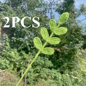 TEMU 수제 크로셰 유칼립투스 잎 - DIY 실 뜨개질 인공 꽃, 홈 데코용, 크리스마스 부케에 완벽