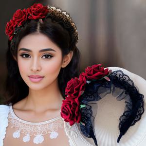 TEMU 여성을 위한 스타일리시한 헤어 액세서리입니다. 이 아름다운 공주 헤어밴드는 고품질의 플란넬과 장미 레이스로 구성되었으며, 넓은 엣지가 특징입니다. 파티에 완벽한 빈티지 스타일이며, 사랑스러운 생일 선물로도 좋습니다.