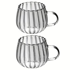 TEMU 2개 세트, 450ml/15.5oz 투명 호박 모양 유리컵, 고탄소 유리 재질, 내열성, 사무실 커피, 아침 우유, 티컵 또는 크리스마스 선물로 적합.