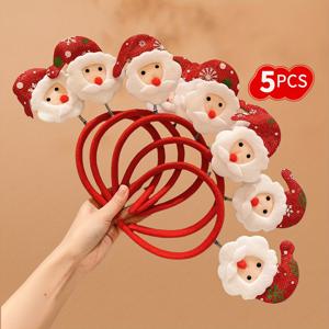 TEMU 컬러풀 헤어밴드 5개 세트 - 크리스마스 헤어 액세서리
