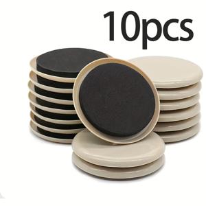 TEMU 10개 대형 자가 접착식 헤비듀티 가구 이동 패드 - 카펫 및 원목 바닥용, 미끄럼 방지 바닥 보호대, 스크래치 방지 플라스틱 이동 패드 (의자, 테이블, 가전제품용) - 부드러운 이동, 비닐 및 목재 표면용