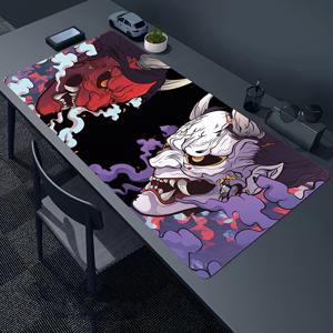 TEMU 일본 우키요에 악마 디자인의 대형 게이밍 마우스 패드, 미끄럼 방지 베이스, 홈 오피스 게이밍 및 업무에 적합 (31.5인치 X 15.7인치) 90X40Cm