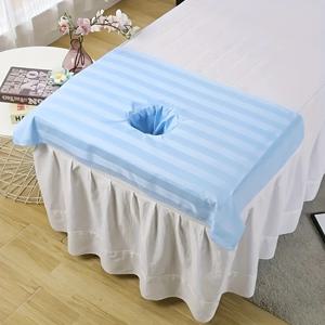 TEMU 1개 폴리에스테르 마사지 테이블 시트 - 무취, 단색 얼굴 구멍이 있는 미용실 및 스파용, 마사지 천, 타월